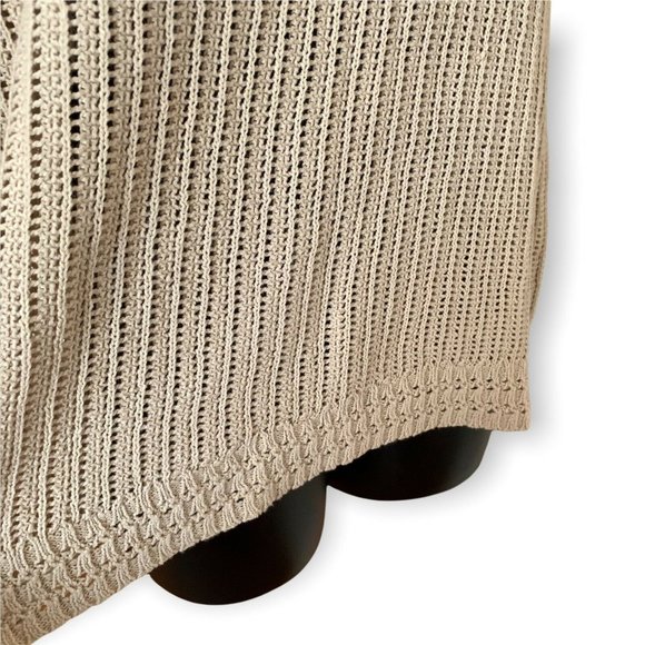 NEW YORK & COMPANY CROCHET KNIT TOP SHORT SLEEVES BEIGE COLOR SZ SMALL NWT WOMEN - Picture 4 of 9